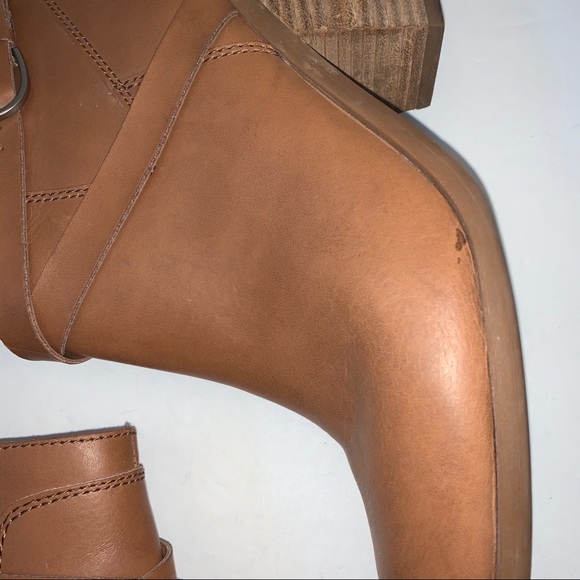 Lucky Brand Camel Tan Faux Leather Bootie Sz 10 - Picture 6 of 14